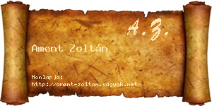 Ament Zoltán névjegykártya