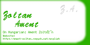 zoltan ament business card
